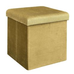 New La Chaise Longue Coffre Pouf Pliable Velours Cotele Giulia Jaune