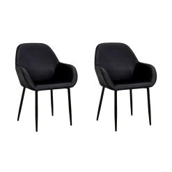 Clearance La Chaise Longue Fauteuil Giulia Noir Velours Cotele - Lot De 2