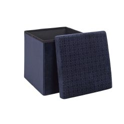 Online La Chaise Longue Coffre Pouf Pliable Retro Bleu Nuit