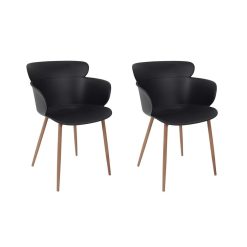 New La Chaise Longue Fauteuil Lorens Noir - Lot De 2