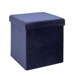 Online La Chaise Longue Coffre Pouf Pliable Retro Bleu Nuit