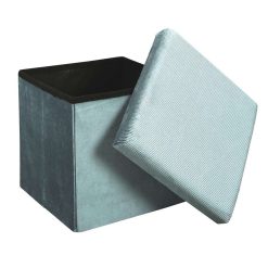 Clearance La Chaise Longue Coffre Pouf Pliable Velours Cotele Giulia Bleu